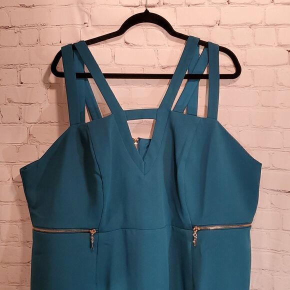 Lane Bryant teal strappy sheath dress size 26 - Picture 2 of 12